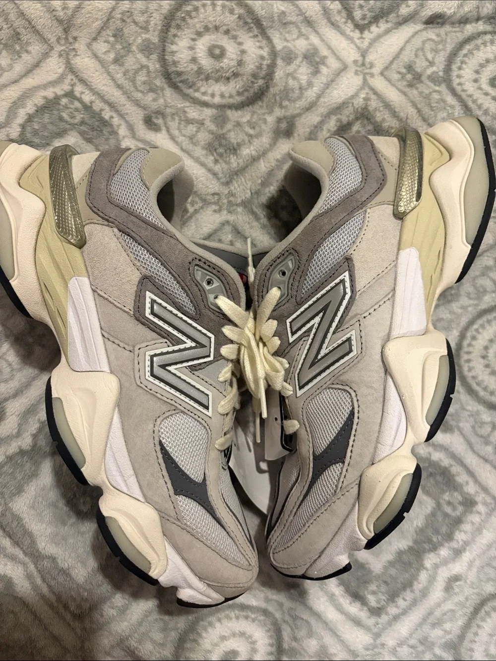 New Balance Neutral-Tone Chunky Sneakers in Beige, Gray & Cream